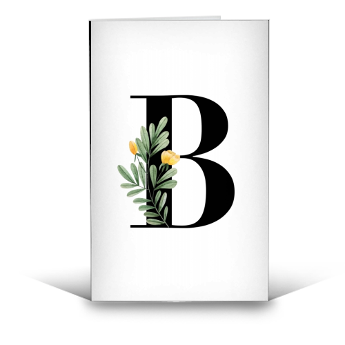 B Floral Letter Initial - funny greeting card by Toni Scott