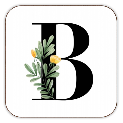 B Floral Letter Initial - personalised beer coaster by Toni Scott