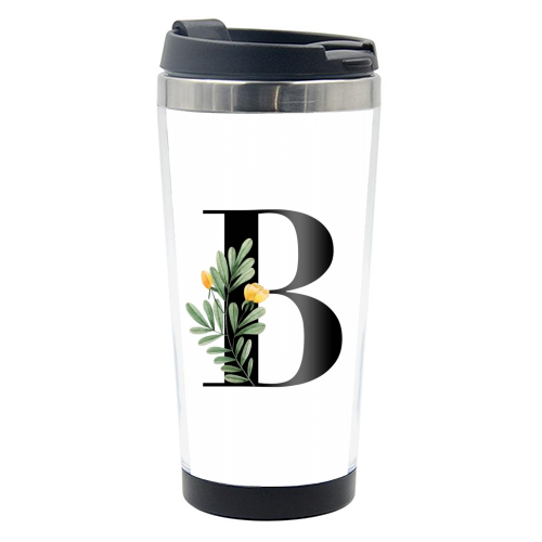 B Floral Letter Initial - photo water bottle by Toni Scott