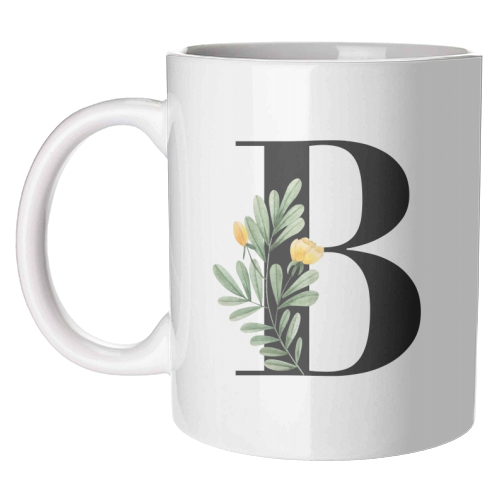 B Floral Letter Initial - unique mug by Toni Scott