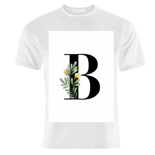 B Floral Letter Initial - unique t shirt by Toni Scott