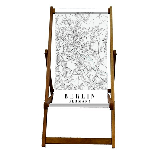 Berlin Germany Blue Water Street Map - canvas deck chair by Toni Scott