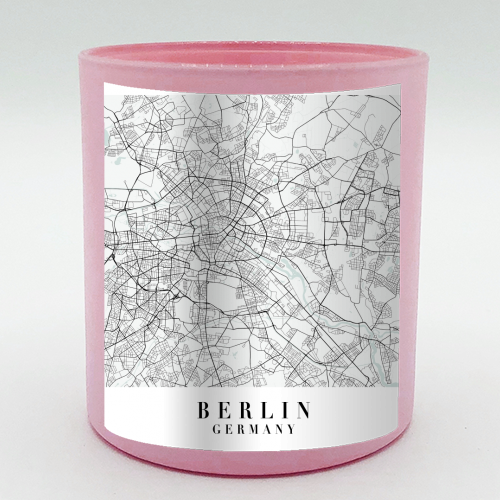 Berlin Germany Blue Water Street Map - scented candle by Toni Scott