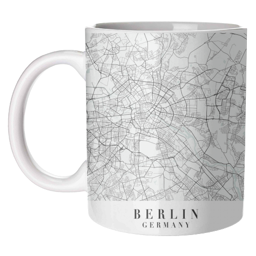 Berlin Germany Blue Water Street Map - unique mug by Toni Scott