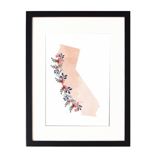California Floral Watercolor State - framed poster print by Toni Scott