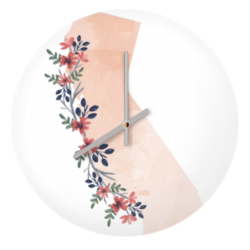 California Floral Watercolor State - quirky wall clock by Toni Scott