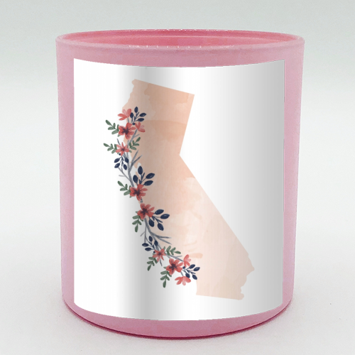 California Floral Watercolor State - scented candle by Toni Scott