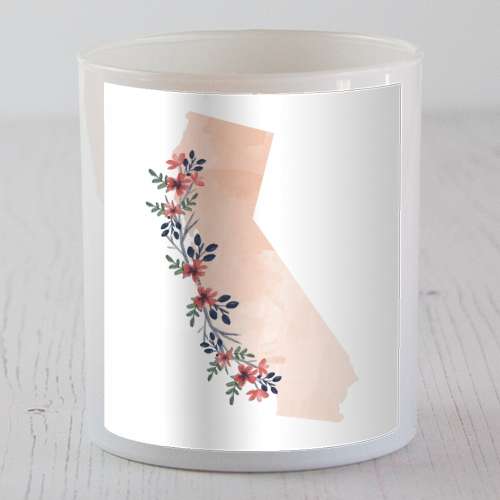 California Floral Watercolor State - scented candle by Toni Scott
