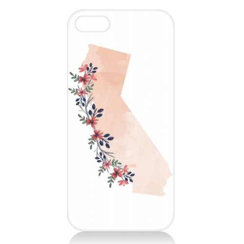 California Floral Watercolor State - unique phone case by Toni Scott
