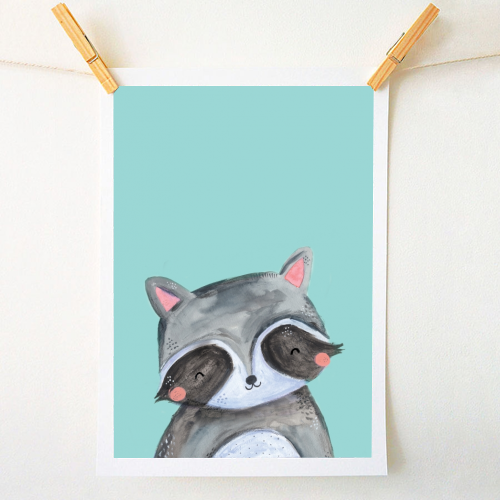 Painted woodland racoon - A1 - A4 art print by lauradidthis