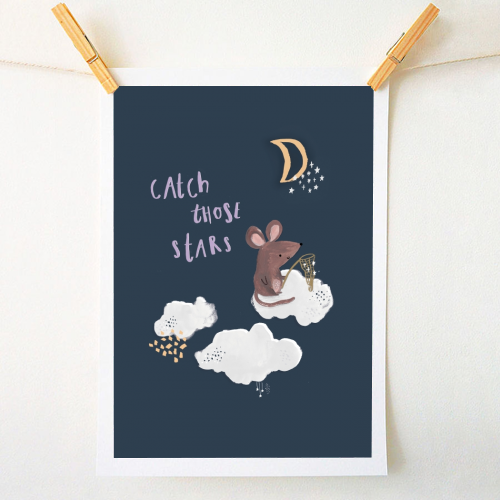 Catch those stars - A1 - A4 art print by lauradidthis