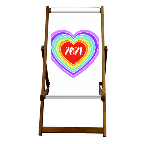 2021 Rainbow Heart - canvas deck chair by Adam Regester