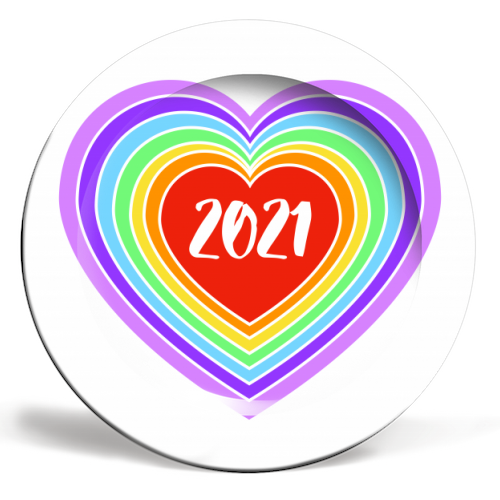 2021 Rainbow Heart - ceramic dinner plate by Adam Regester