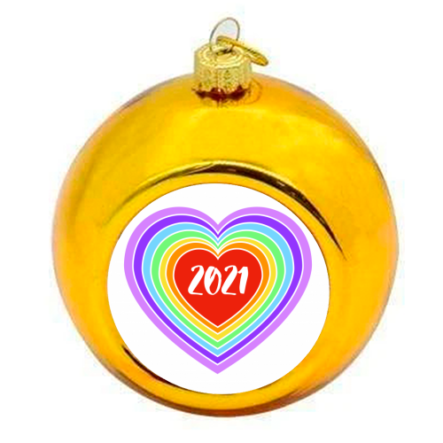 2021 Rainbow Heart - colourful christmas bauble by Adam Regester