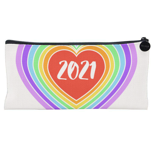 2021 Rainbow Heart - flat pencil case by Adam Regester