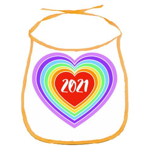 2021 Rainbow Heart - funny baby bib by Adam Regester
