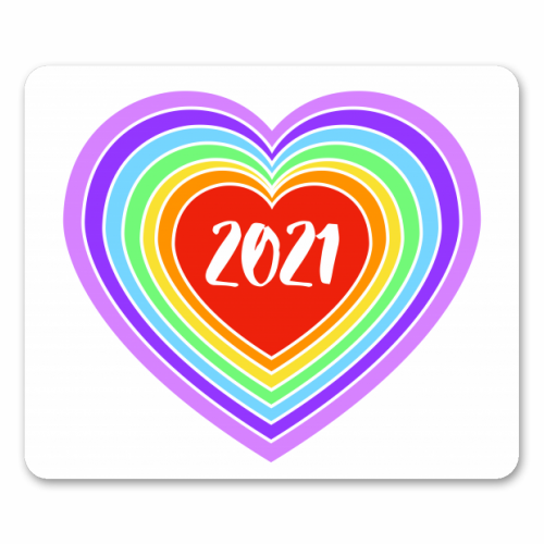 2021 Rainbow Heart - personalised mouse mat by Adam Regester
