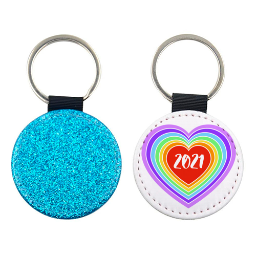 2021 Rainbow Heart - personalised picture keyring by Adam Regester