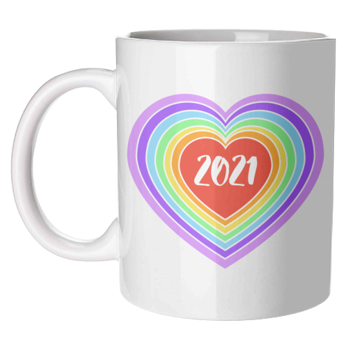2021 Rainbow Heart - unique mug by Adam Regester
