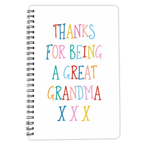 Thanks for being a great Grandma - personalised A4, A5, A6 notebook by Adam Regester