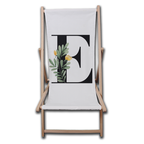 E Floral Letter Initial - canvas deck chair by Toni Scott