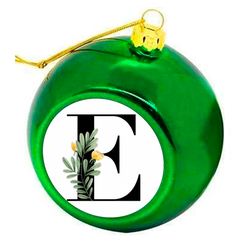 E Floral Letter Initial - colourful christmas bauble by Toni Scott