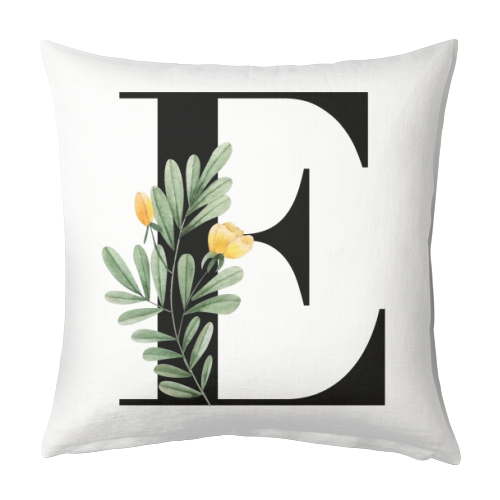 E Floral Letter Initial - designed cushion by Toni Scott
