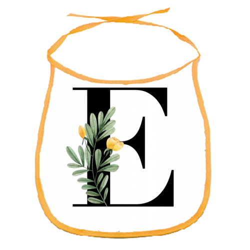 E Floral Letter Initial - funny baby bib by Toni Scott