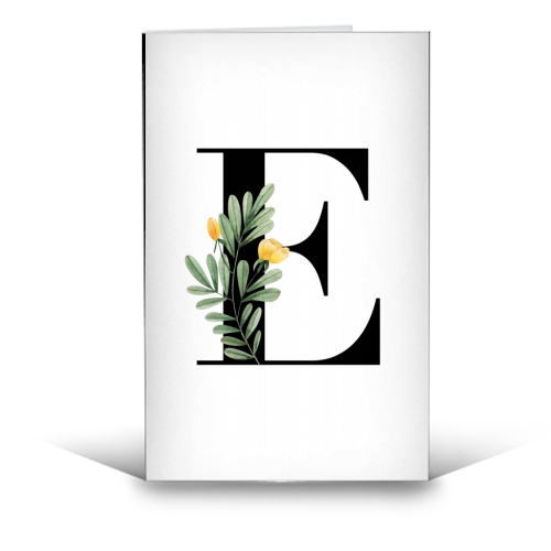 E Floral Letter Initial - funny greeting card by Toni Scott