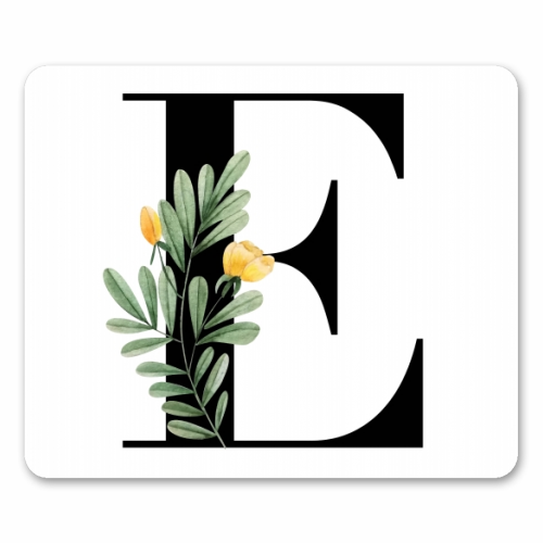 E Floral Letter Initial - funny mouse mat by Toni Scott