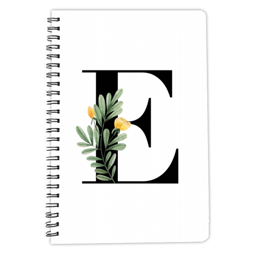 E Floral Letter Initial - personalised A4, A5, A6 notebook by Toni Scott