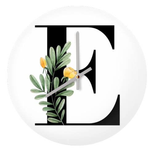 E Floral Letter Initial - quirky wall clock by Toni Scott