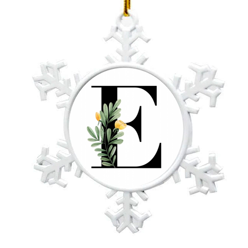 E Floral Letter Initial - snowflake decoration by Toni Scott