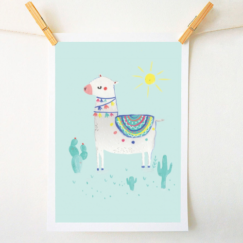 sunshine llama - A1 - A4 art print by lauradidthis