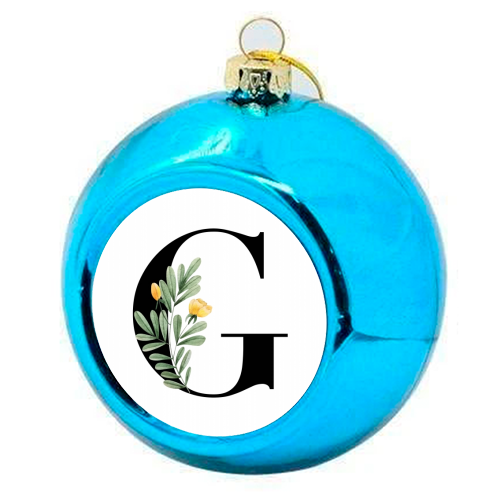 G Floral Letter Initial - colourful christmas bauble by Toni Scott