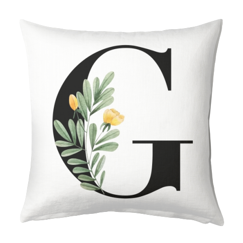 G Floral Letter Initial - designed cushion by Toni Scott