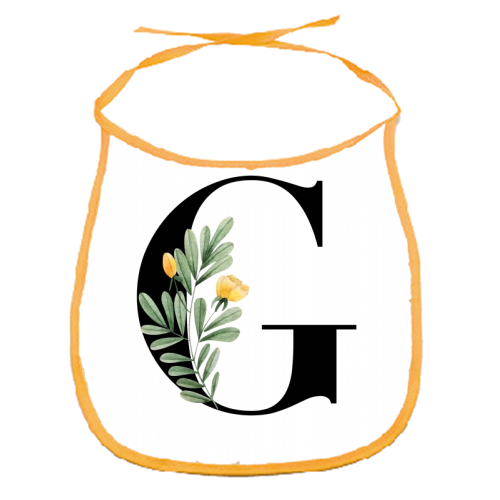 G Floral Letter Initial - funny baby bib by Toni Scott
