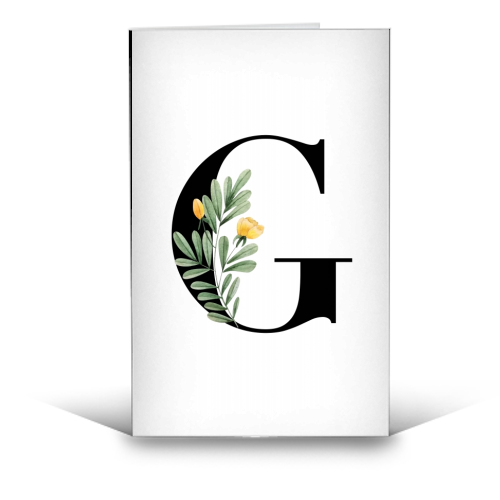 G Floral Letter Initial - funny greeting card by Toni Scott