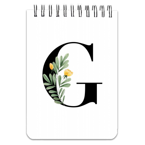 G Floral Letter Initial - personalised A4, A5, A6 notebook by Toni Scott