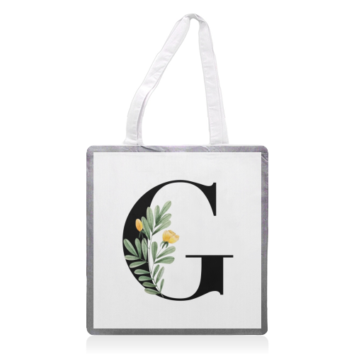 G Floral Letter Initial - printed tote bag by Toni Scott