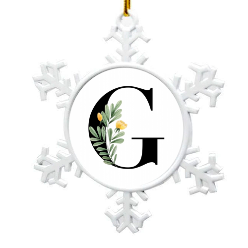 G Floral Letter Initial - snowflake decoration by Toni Scott