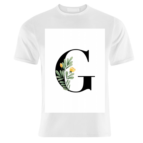 G Floral Letter Initial - unique t shirt by Toni Scott