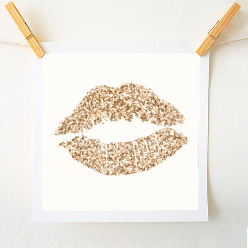 Gold glitter effect lips - A1 - A4 art print by Cheryl Boland