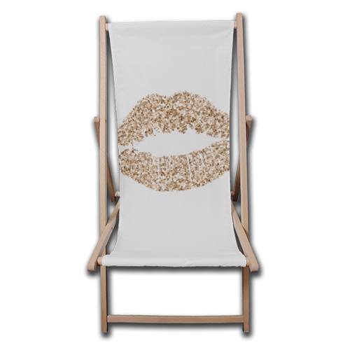 Gold glitter effect lips - canvas deck chair by Cheryl Boland