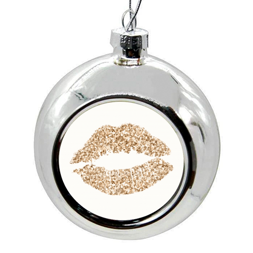 Gold glitter effect lips - colourful christmas bauble by Cheryl Boland