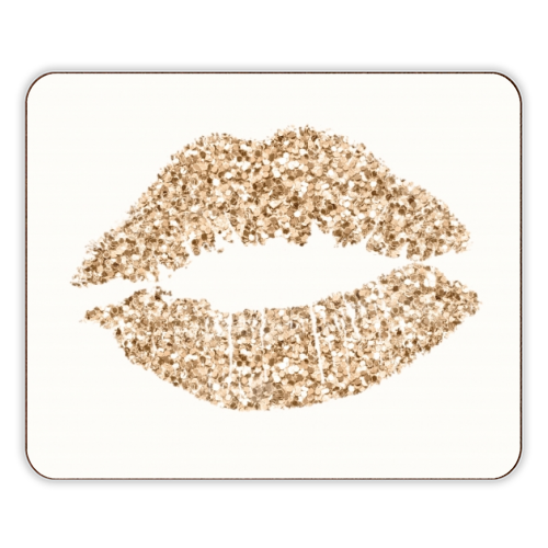 Gold glitter effect lips - designer placemat by Cheryl Boland
