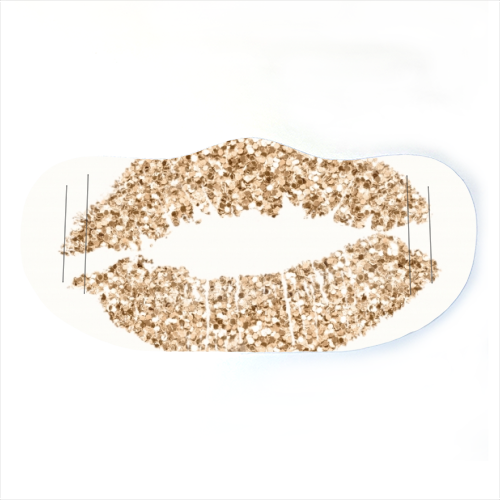 Gold glitter effect lips - face cover mask by Cheryl Boland