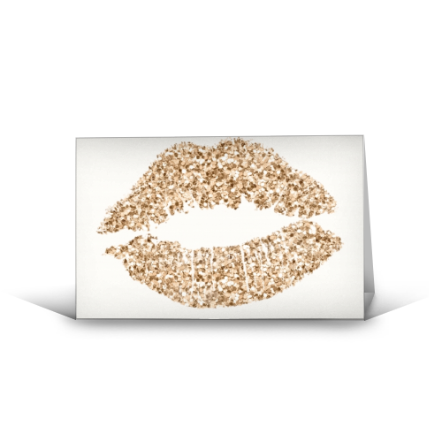 Gold glitter effect lips - funny greeting card by Cheryl Boland