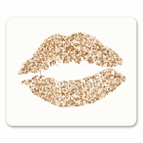 Gold glitter effect lips - funny mouse mat by Cheryl Boland