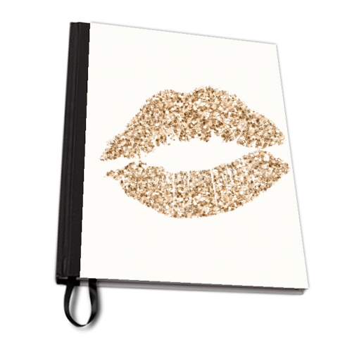 Gold glitter effect lips - personalised A4, A5, A6 notebook by Cheryl Boland